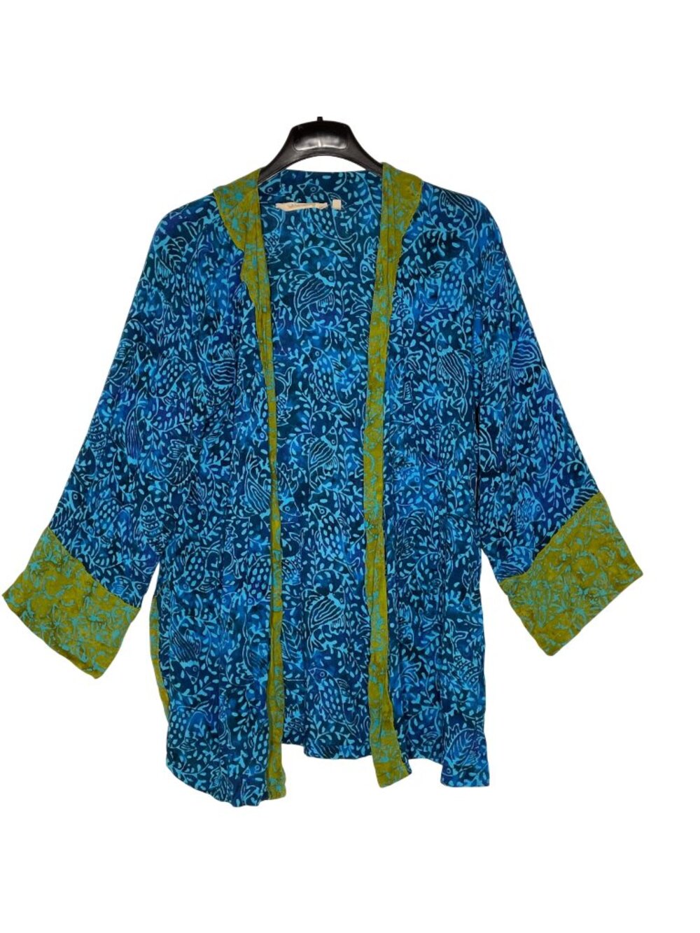 Soft Surroundings Islamorada Batik Koi Fish Kimono Coverup Sz SM Resort Vacation